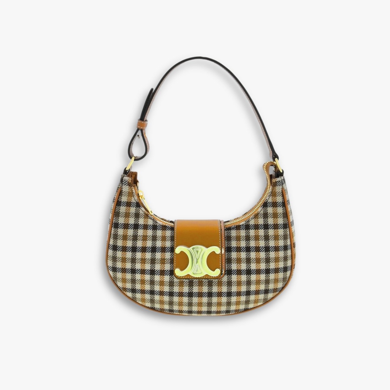 494-1-3.jpg Celine Ava Triomphe Bag In Tartan Textile 24Cm 114492FYD 14ML - Image 1