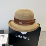 Celine Raffia Curled Brim Hat With Satin Natural - Image 2