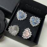 Chanel Heart Motif And Crystal Earrings Blue - Image 5