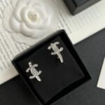 Chanel Crystal CC Hoop Earrings - Image 3