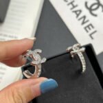 Chanel Crystal CC Hoop Earrings - Image 6