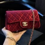 Chanel Velvet Pearl Crush Mini Flap Bag Burgundy 20cm - Image 2