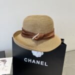 Celine Raffia Curled Brim Hat With Satin Natural - Image 5