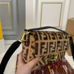 Fendi Baguette Fur Bag Brown 26cm - Image 6