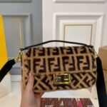 Fendi Baguette Fur Bag Brown 26cm - Image 9