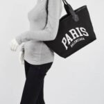 Balenciaga Canvas Cities Paris Tote Bag Black 30cm - Image 7
