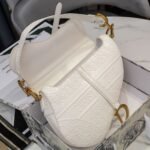 Dior Saddle Bag Oblique Embossed White 25cm - Image 4