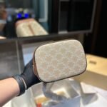 Celine Small Bucket In Triomphe Canvas 22cm 191442FLC02GR - Image 6