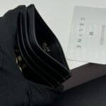 Celine Wallet Triomphe Leather Card Holder Black 10.5cm - Image 5
