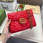 Gucci GG Marmont Chain Wallet Clutch Bag Red 19cm - Image 2