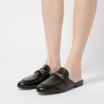 Gucci Women’s Princetown Leather Slipper Black 629084 CQXM0 1060 - Image 5