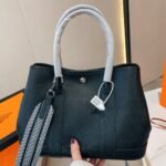 Hermes Garden Party Bag Patterned Strap In Black 30cm - Image 2
