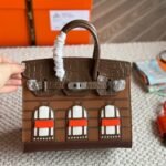 Hermes Sac Faubourg Birkin Matte Alligator Brown 25cm - Image 3