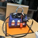 Hermes Sac Faubourg Birkin Matte Alligator Blue And Black 25cm - Image 2