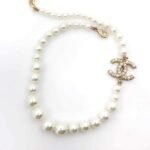 Chanel Metallic Coco Faux Pearl CC Necklace - Image 2