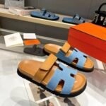 Hermes Chypre Sandals Denim And Brown H231125Z CB380 - Image 2