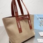 Loewe Fold Shopper In Raffia Natural And Tan 35cm B507X23X04 2435 - Image 3