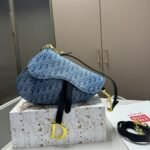 Dior Saddle Bag with Strap Blue Denim 24cm M0455CDCE M49E - Image 2