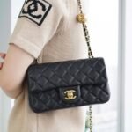 Chanel Mini Classic Handbag Pearl Crush Black 20cm - Image 11