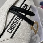 Dior Saddle Handbag Oblique Perforated White 25cm - Image 3