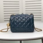 Chanel Mini Square Classic Handbag Dark Blue 17cm - Image 3