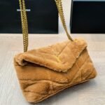 Saint Laurent Loulou Shearling Puffer Bag Brown 28cm P00589743 - Image 3