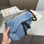 Dior Saddle Bag with Strap Blue Denim 24cm M0455CDCE M49E - Image 3