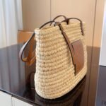 LOEWE Small Square Basket Bag Natural And Tan 27cm - Image 3
