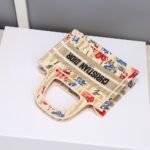 Dior Mini Book Tote Hibiscus Printed Beige 20cm - Image 3