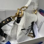 Dior Saddle Handbag Oblique Perforated White 25cm - Image 4