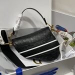 Dior Saddle Handbag Oblique Perforated Black 25cm - Image 4