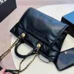 Chanel Large Deauville Shopping Bag Black 31cm - Image 4