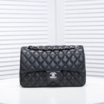 Chanel Classic Double Flap Bag Black Leather 30cm - Image 4