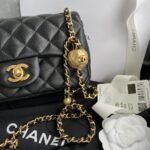 Chanel Mini Classic Handbag Pearl Crush Black 20cm - Image 5