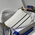 Dior Saddle Handbag Oblique Perforated White 25cm - Image 5