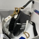 Dior Saddle Handbag Oblique Perforated Black 25cm - Image 5