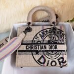 Dior Medium Lady D Lite Bag Beige Jute 24cm M0565BRUW M918 - Image 4
