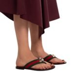 Gucci GG Thong Web Sandal Black And Red 612138 H9020 8476 - Image 4