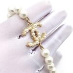 Chanel Metallic Coco Faux Pearl CC Necklace - Image 3