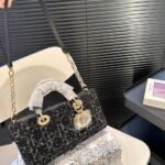 Dior Medium Lady D Joy Bag Tweed Black 26cm - Image 5