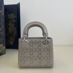 Dior Mini Lady Dior Bag Strass Satin Gray 17cm M0500PRTC M932 - Image 3
