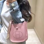 Hermes Mini Evelyne Bag Mauve Sylvestre 17cm - Image 5