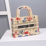 Dior Mini Book Tote Hibiscus Printed Beige 20cm - Image 5