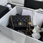 Chanel Mini Classic Handbag Pearl Crush Black 20cm - Image 6