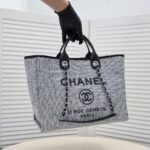 Chanel Large Deauville Tote Bag Bicolor Gray 40cm - Image 6