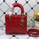 Dior Small Lady Dior Bag Shiny Cherry Red 20cm M0531OWCB M323 - Image 6