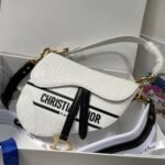 Dior Saddle Handbag Oblique Perforated White 25cm - Image 6