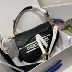 Dior Saddle Handbag Oblique Perforated Black 25cm - Image 6