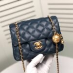 Chanel Mini Square Classic Handbag Dark Blue 17cm - Image 7
