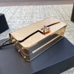 Chanel Quilted Hammered Metal Mini Classic Flap Evening Box Bag Gold 18cm - Image 3